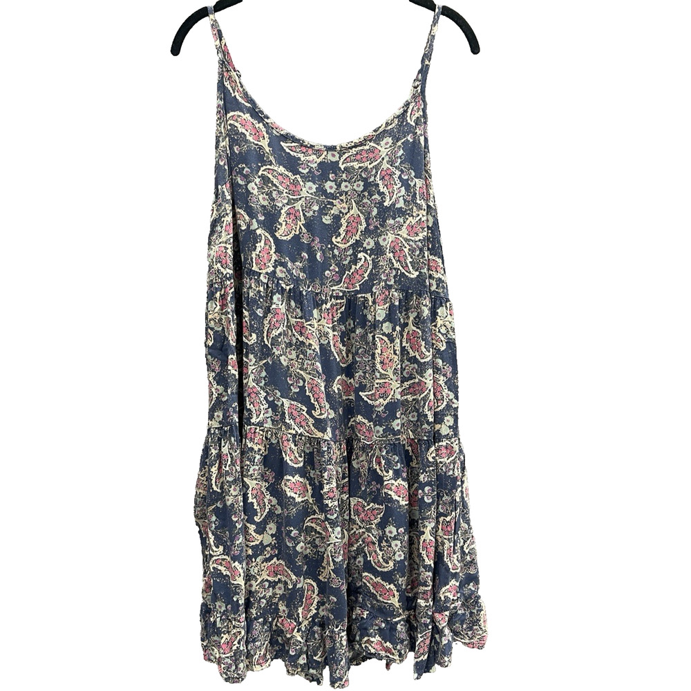 Mossimo Supply Co Women's XL Tiered Tunic Camisole Blue and Pink Paisely Boho